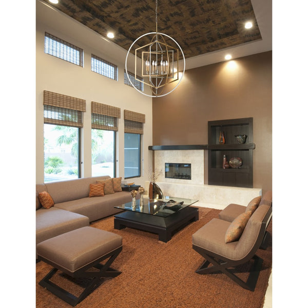 Atlas Geosphere Chandelier - Contemporary 3-Light Fixture with Geometric Design & Luxurious Gold Accents Polished Nickel 36'' CL12262-NK