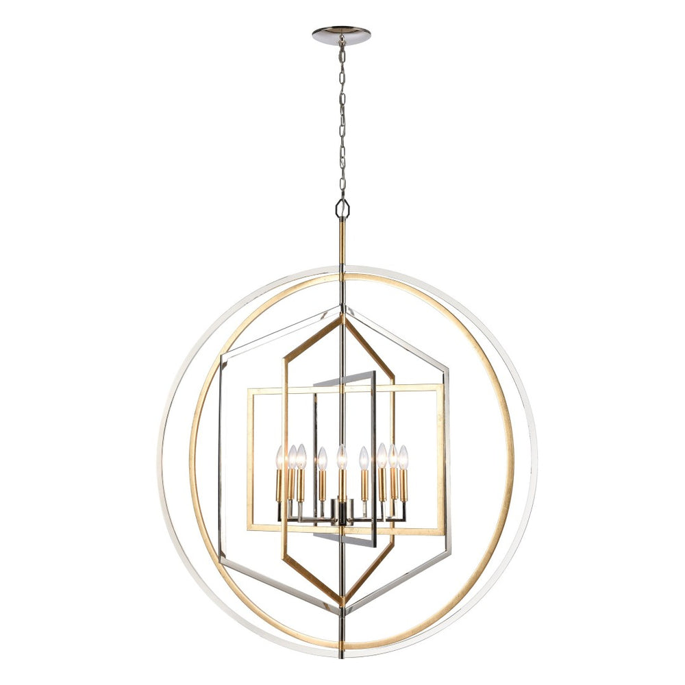Atlas Geosphere Chandelier - Contemporary 3-Light Fixture with Geometric Design & Luxurious Gold Accents Polished Nickel 46'' CL12263-NK