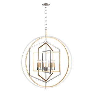 Atlas Geosphere Chandelier - Contemporary 3-Light Fixture with Geometric Design & Luxurious Gold Accents Polished Nickel 46'' CL12263-NK