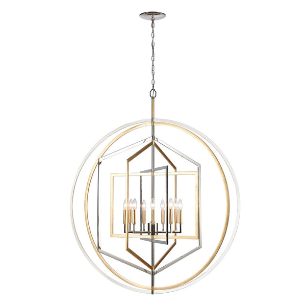 Atlas Geosphere Chandelier - Contemporary 3-Light Fixture with Geometric Design & Luxurious Gold Accents Polished Nickel 46'' CL12263-NK