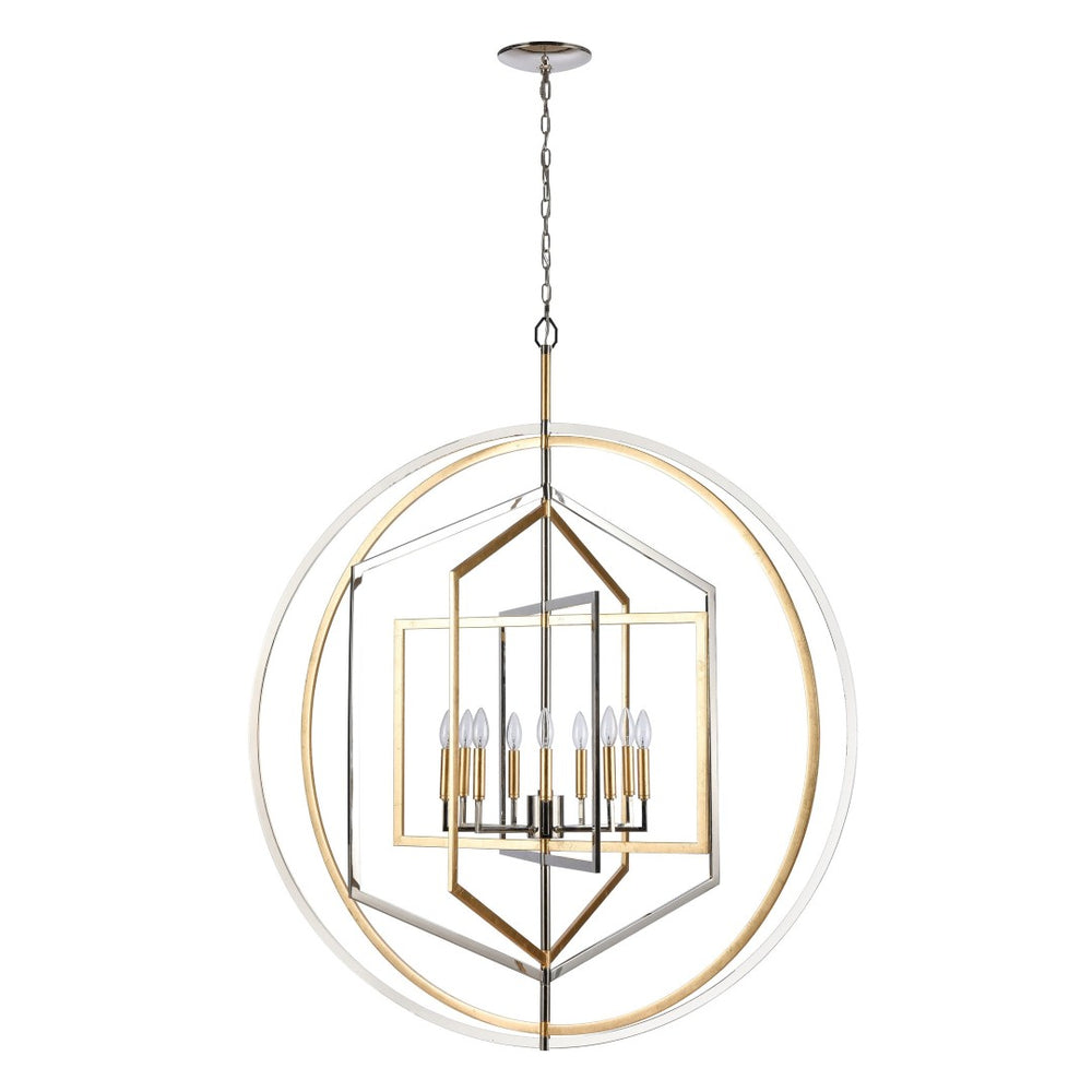 Atlas Geosphere Chandelier - Contemporary 3-Light Fixture with Geometric Design & Luxurious Gold Accents Polished Nickel 46'' CL12263-NK