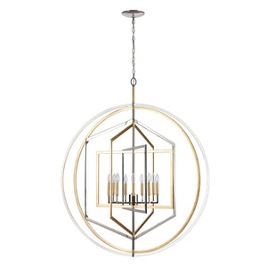 Atlas Geosphere Chandelier - Contemporary 3-Light Fixture with Geometric Design & Luxurious Gold Accents Polished Nickel 46'' CL12263-NK
