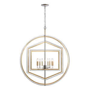 Atlas Geosphere Chandelier - Contemporary 3-Light Fixture with Geometric Design & Luxurious Gold Accents Polished Nickel 46'' CL12263-NK