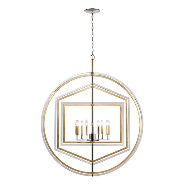 Atlas Geosphere Chandelier - Contemporary 3-Light Fixture with Geometric Design & Luxurious Gold Accents Polished Nickel 46'' CL12263-NK