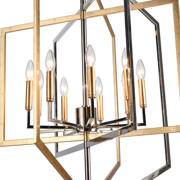 Atlas Geosphere Chandelier - Contemporary 3-Light Fixture with Geometric Design & Luxurious Gold Accents Polished Nickel 46'' CL12263-NK