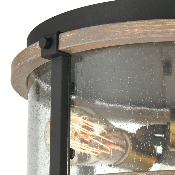 Atlas Geringer 15'' Wide 3-Light Flush Mount Fixture - Charcoal & Beechwood with Brass Accents, Ideal Style! CL12264-BK