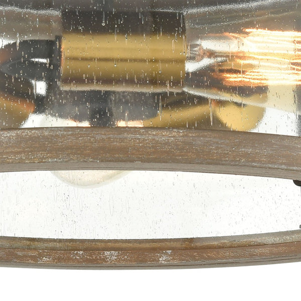 Atlas Geringer 15'' Wide 3-Light Flush Mount Fixture - Charcoal & Beechwood with Brass Accents, Ideal Style! CL12264-BK