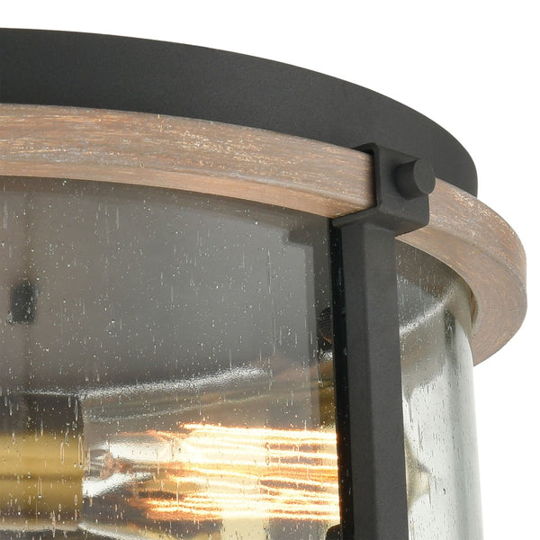 Atlas Geringer 15'' Wide 3-Light Flush Mount Fixture - Charcoal & Beechwood with Brass Accents, Ideal Style! CL12264-BK