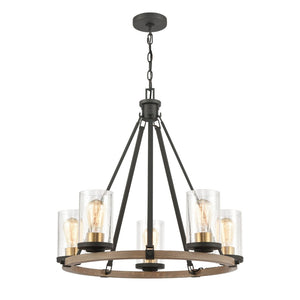 Atlas Geringer 12-Light Chandelier - Modern Beechwood and Brass Fixture for Dining and Living Spaces Charcoal 25'' CL12266-BK