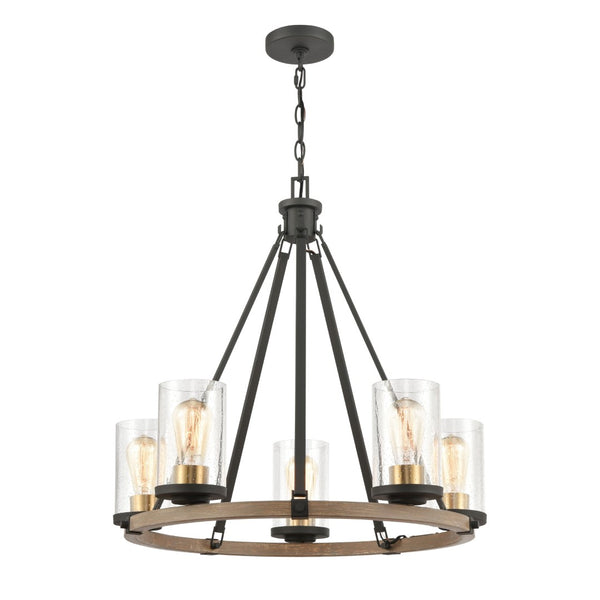 Atlas Geringer 12-Light Chandelier - Modern Beechwood and Brass Fixture for Dining and Living Spaces Charcoal 25'' CL12266-BK