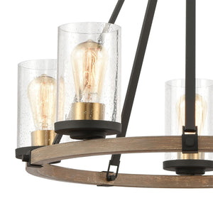 Atlas Geringer 12-Light Chandelier - Modern Beechwood and Brass Fixture for Dining and Living Spaces Charcoal 25'' CL12266-BK