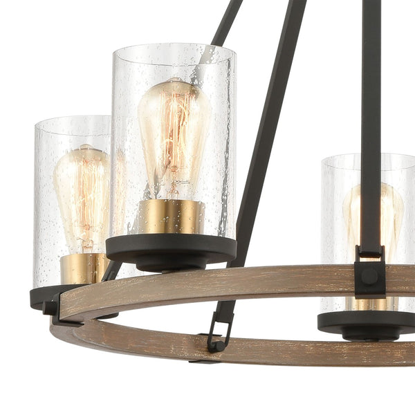 Atlas Geringer 12-Light Chandelier - Modern Beechwood and Brass Fixture for Dining and Living Spaces Charcoal 25'' CL12266-BK