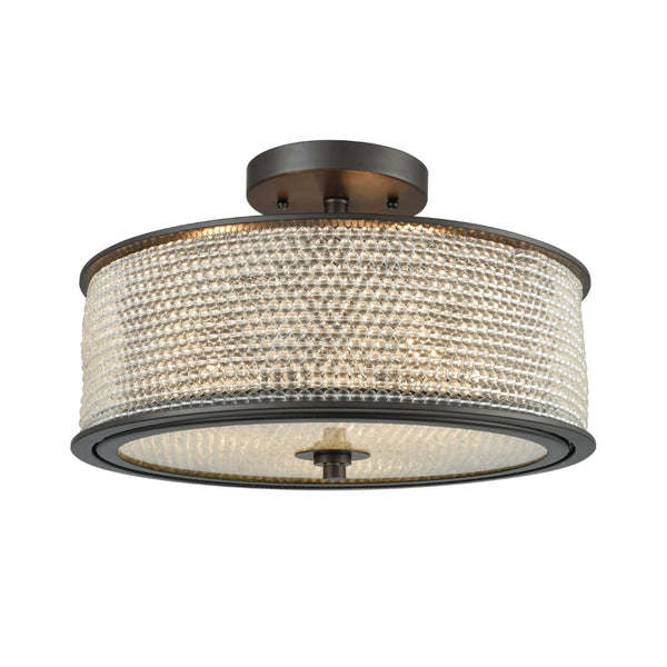 Atlas Glass Beads 16'' Wide Semi Flush Mount Light Fixture - Elegant Oil Rubbed Bronze with Shimmering Beads CL12269-BZ