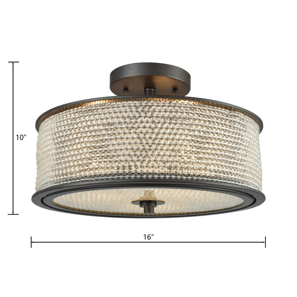 Atlas Glass Beads 16'' Wide Semi Flush Mount Light Fixture - Elegant Oil Rubbed Bronze with Shimmering Beads CL12269-BZ