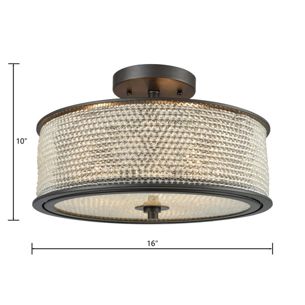 Atlas Glass Beads 16'' Wide Semi Flush Mount Light Fixture - Elegant Oil Rubbed Bronze with Shimmering Beads CL12269-BZ
