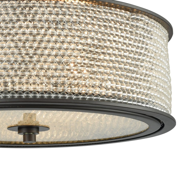 Atlas Glass Beads 16'' Wide Semi Flush Mount Light Fixture - Elegant Oil Rubbed Bronze with Shimmering Beads CL12269-BZ