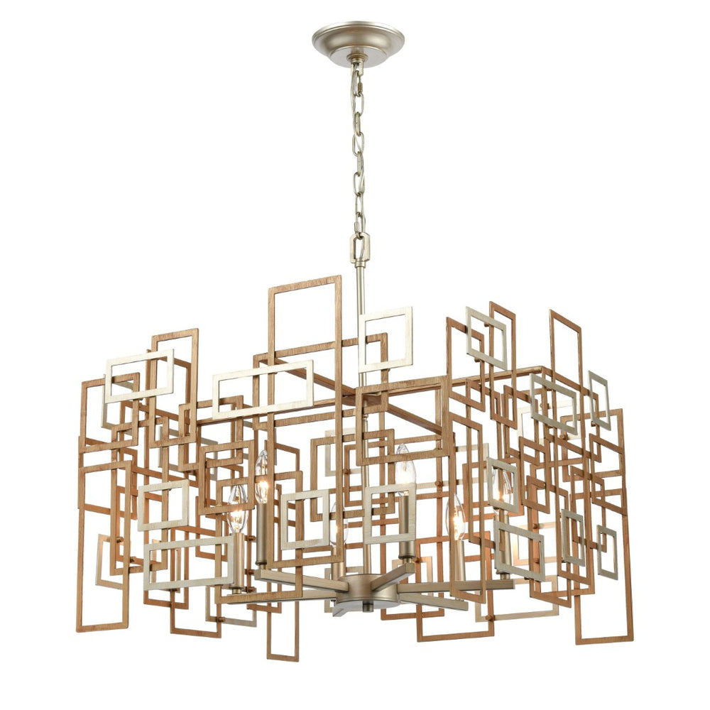 Atlas Gridlock 23'' Wide 6-Light Chandelier - Stunning Matte Gold & Aged Silver Design for Modern Spaces CL12275-GD