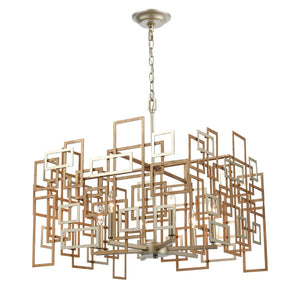 Atlas Gridlock 23'' Wide 6-Light Chandelier - Stunning Matte Gold & Aged Silver Design for Modern Spaces CL12275-GD
