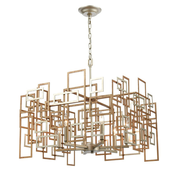 Atlas Gridlock 23'' Wide 6-Light Chandelier - Stunning Matte Gold & Aged Silver Design for Modern Spaces CL12275-GD
