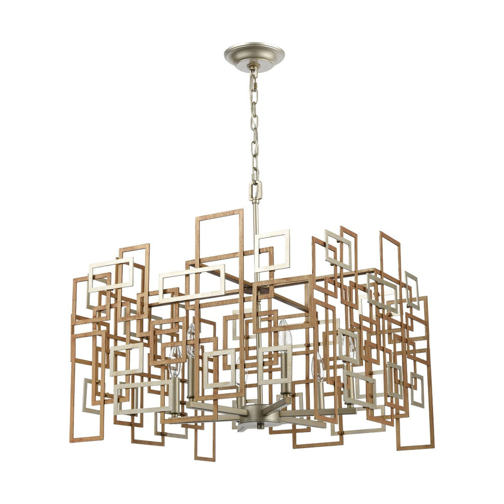 Atlas Gridlock 23'' Wide 6-Light Chandelier - Stunning Matte Gold & Aged Silver Design for Modern Spaces CL12275-GD