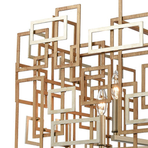 Atlas Gridlock 23'' Wide 6-Light Chandelier - Stunning Matte Gold & Aged Silver Design for Modern Spaces CL12275-GD