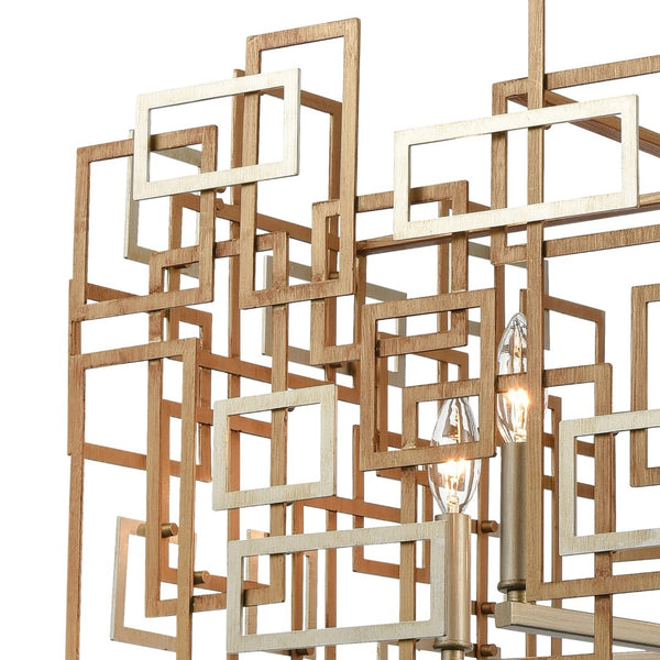 Atlas Gridlock 23'' Wide 6-Light Chandelier - Stunning Matte Gold & Aged Silver Design for Modern Spaces CL12275-GD