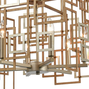 Atlas Gridlock 23'' Wide 6-Light Chandelier - Stunning Matte Gold & Aged Silver Design for Modern Spaces CL12275-GD