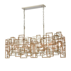 Atlas Gridlock 44'' Wide 6-Light Linear Chandelier - Sculptural Matte Gold Design for Modern Interiors CL12276-GD