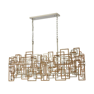 Atlas Gridlock 44'' Wide 6-Light Linear Chandelier - Sculptural Matte Gold Design for Modern Interiors CL12276-GD