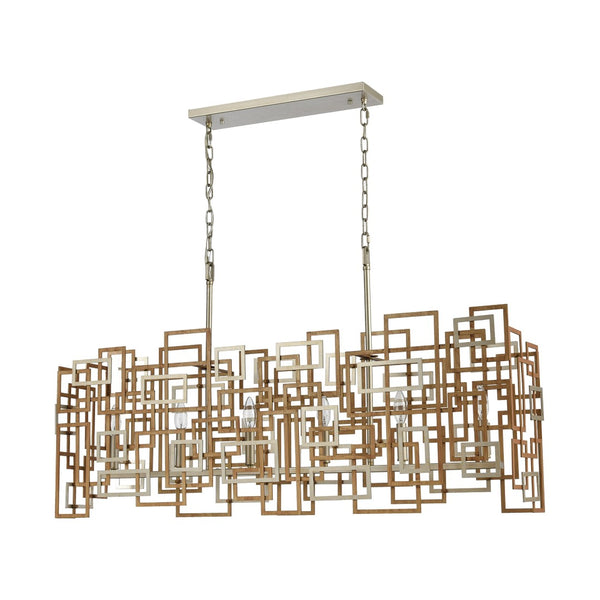 Atlas Gridlock 44'' Wide 6-Light Linear Chandelier - Sculptural Matte Gold Design for Modern Interiors CL12276-GD