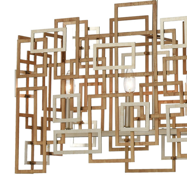 Atlas Gridlock 44'' Wide 6-Light Linear Chandelier - Sculptural Matte Gold Design for Modern Interiors CL12276-GD