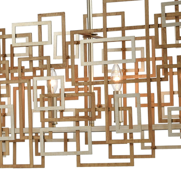 Atlas Gridlock 44'' Wide 6-Light Linear Chandelier - Sculptural Matte Gold Design for Modern Interiors CL12276-GD
