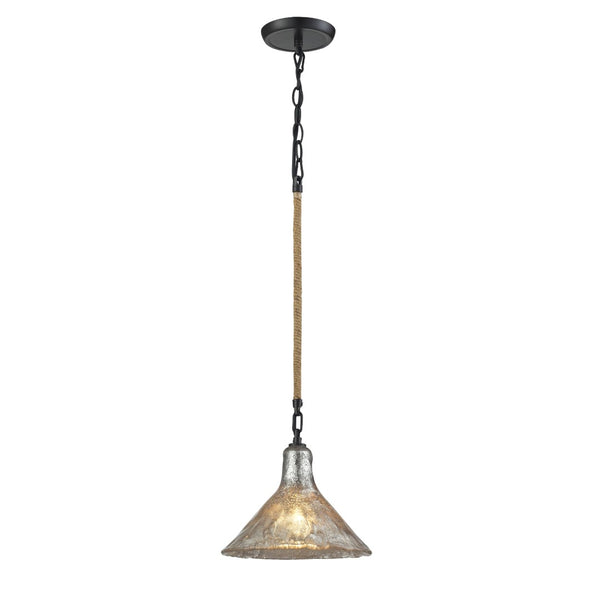 Atlas Hand Formed Glass 10'' Wide Mini Pendant Light - Artisan-Style Oil Rubbed Bronze & Mercury Finish CL12280-BZ
