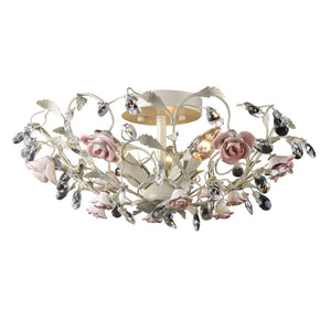 Atlas Heritage 17'' Wide 3-Light Semi Flush Mount - Elegant Cream Porcelain Fixture with Crystal Accents CL12292-CR