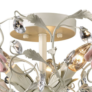 Atlas Heritage 17'' Wide 3-Light Semi Flush Mount - Elegant Cream Porcelain Fixture with Crystal Accents CL12292-CR