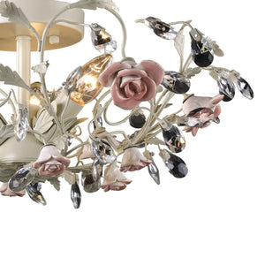 Atlas Heritage 17'' Wide 3-Light Semi Flush Mount - Elegant Cream Porcelain Fixture with Crystal Accents CL12292-CR