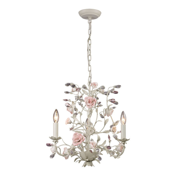 Atlas Heritage Timeless 3-Light Chandelier with Intricate Floral Detailing and Crystal Accents for Elegance Cream 18'' CL12293-CR