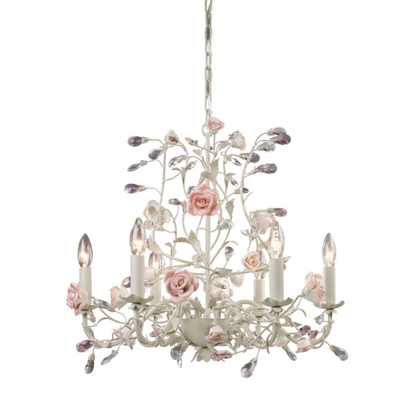 Atlas Heritage Timeless 3-Light Chandelier with Intricate Floral Detailing and Crystal Accents for Elegance Cream 22'' CL12294-CR