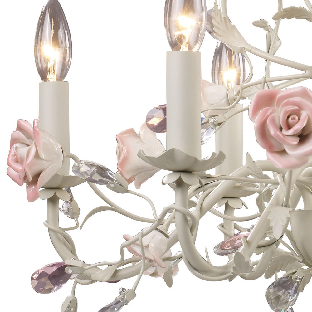 Atlas Heritage Timeless 3-Light Chandelier with Intricate Floral Detailing and Crystal Accents for Elegance Cream 22'' CL12294-CR