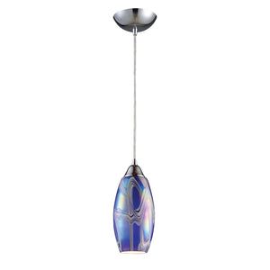 Atlas Iridescence 5'' Wide Hand-Blown Glass Pendant Light - Satin Nickel, Iridescent Colors for Any Space CL12299-BL