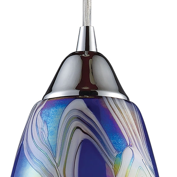 Atlas Iridescence 5'' Wide Hand-Blown Glass Pendant Light - Satin Nickel, Iridescent Colors for Any Space CL12299-BL