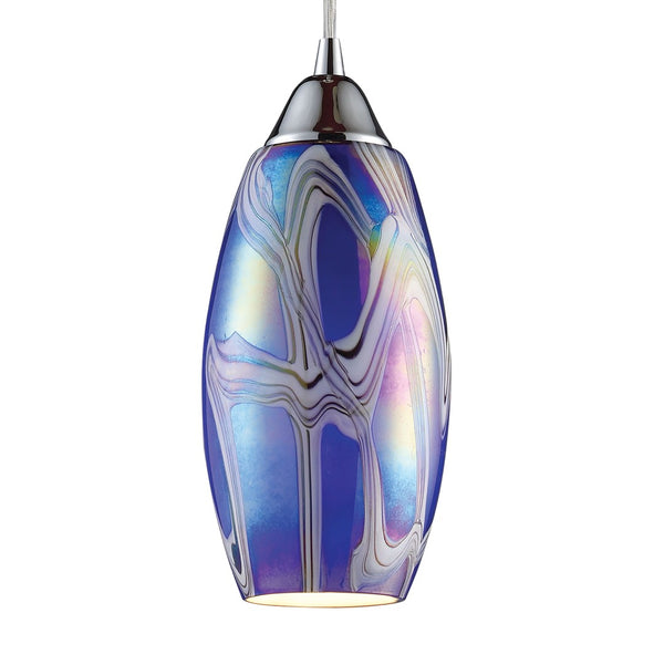 Atlas Iridescence 5'' Wide Hand-Blown Glass Pendant Light - Satin Nickel, Iridescent Colors for Any Space CL12299-BL