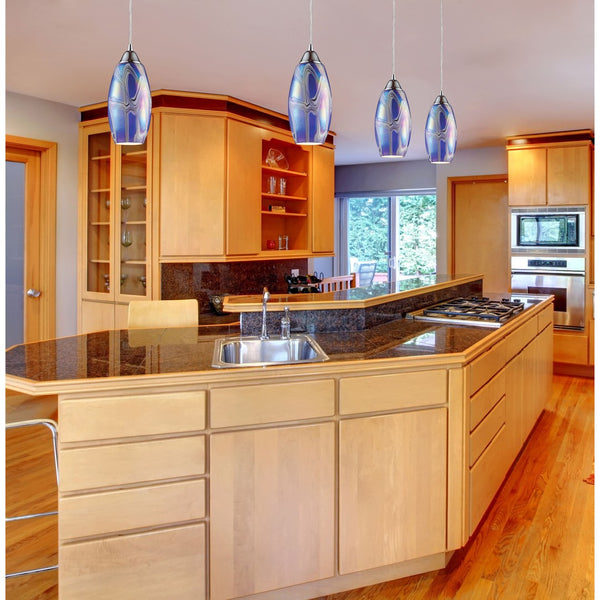 Atlas Iridescence 5'' Wide Hand-Blown Glass Pendant Light - Satin Nickel, Iridescent Colors for Any Space CL12299-BL