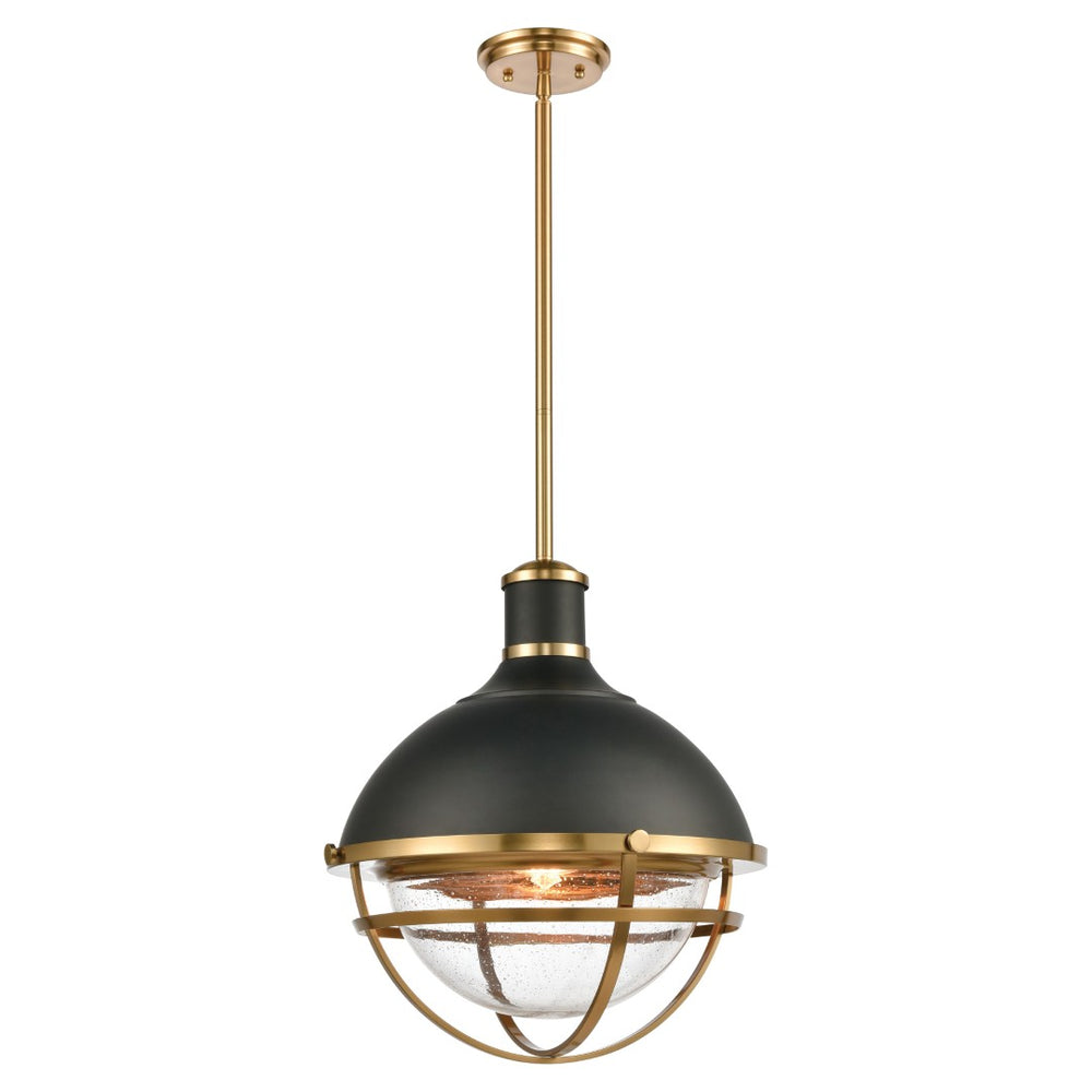 Atlas Jenna 16" Wide Matte Black Pendant Light - Modern Industrial Design with Frosted Glass Diffuser CL12304-BK