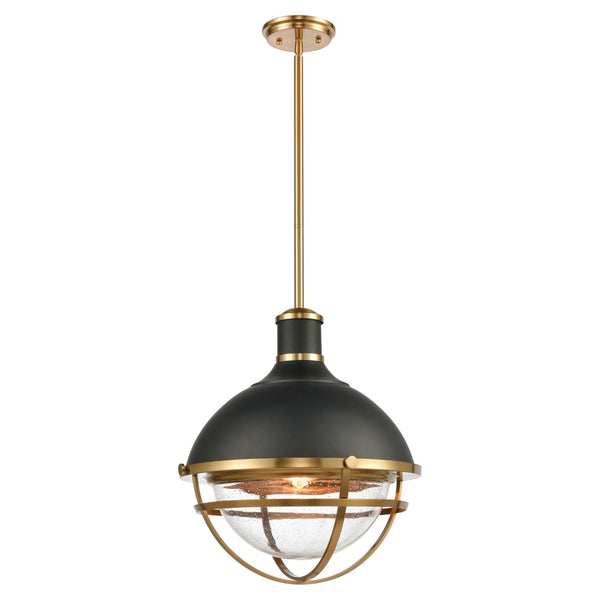 Atlas Jenna 16" Wide Matte Black Pendant Light - Modern Industrial Design with Frosted Glass Diffuser CL12304-BK