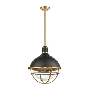 Atlas Jenna 16" Wide Matte Black Pendant Light - Modern Industrial Design with Frosted Glass Diffuser CL12304-BK