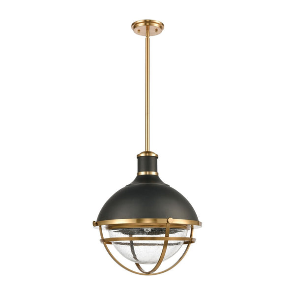 Atlas Jenna 16" Wide Matte Black Pendant Light - Modern Industrial Design with Frosted Glass Diffuser CL12304-BK
