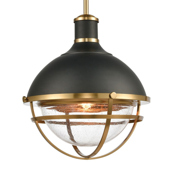 Atlas Jenna 16" Wide Matte Black Pendant Light - Modern Industrial Design with Frosted Glass Diffuser CL12304-BK