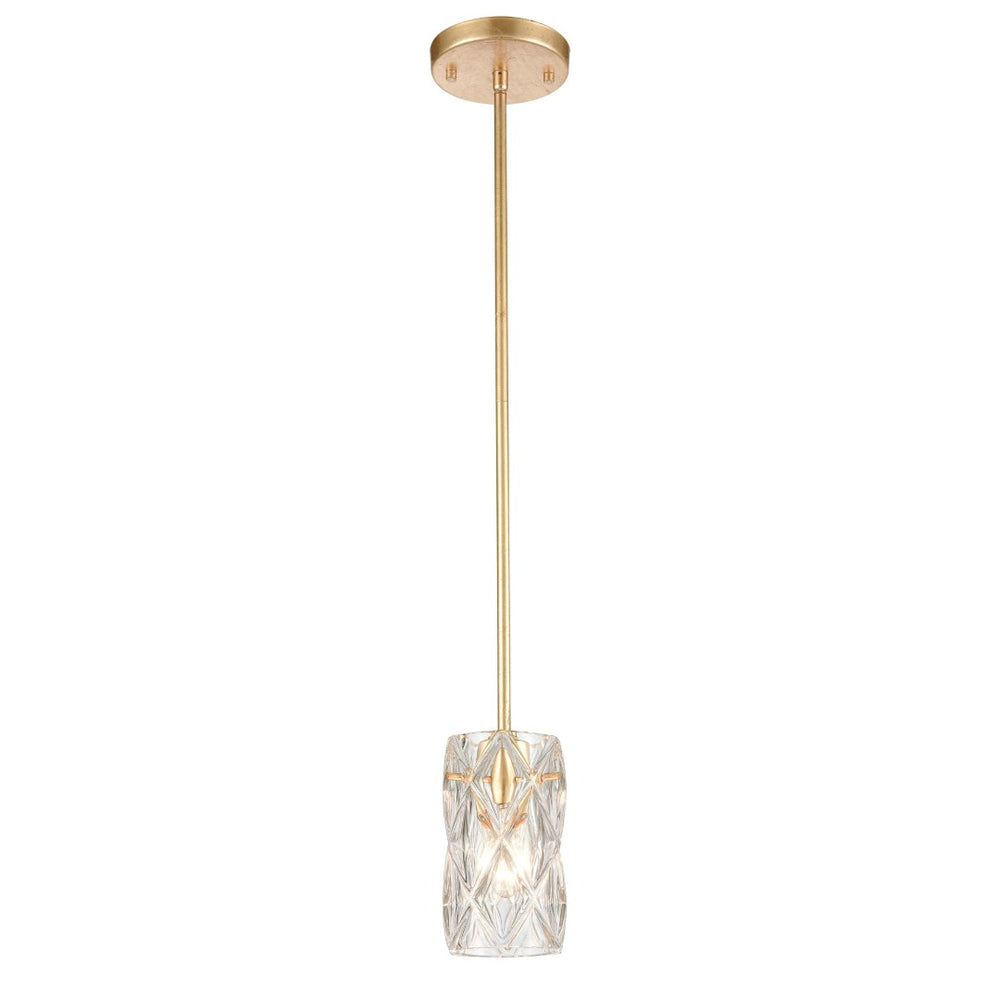 Atlas Jenning 4'' Wide 1-Light Mini Pendant - Elegant Parisian Gold Leaf with Crystal Glass for Stunning Light CL12305-GD