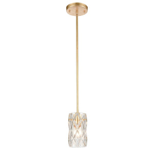 Atlas Jenning 4'' Wide 1-Light Mini Pendant - Elegant Parisian Gold Leaf with Crystal Glass for Stunning Light CL12305-GD